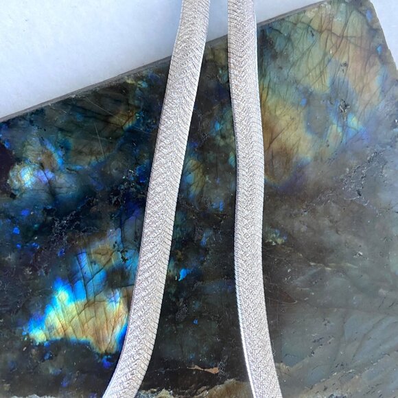 Sterling Silver 925 SU Italy Textured 6.5MM Wide Herringbone Chain Necklace 18" - Picture 5 of 16